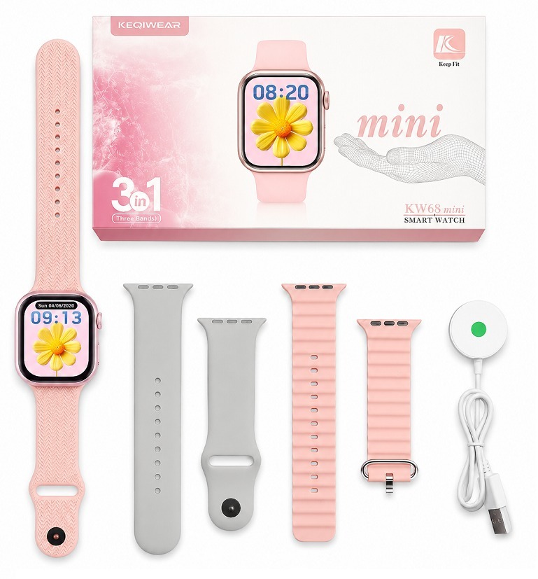 KW68 Mini Smartwatch Combo Set –