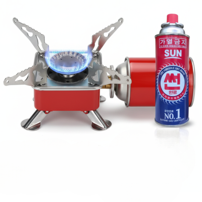 Kovar K-202 Portable Outdoor Camping Stove &amp; Sun Butane Gas Set – Lightweight Card-Type Gas Stove with Auto Fire for Hiking &amp; Backpacking