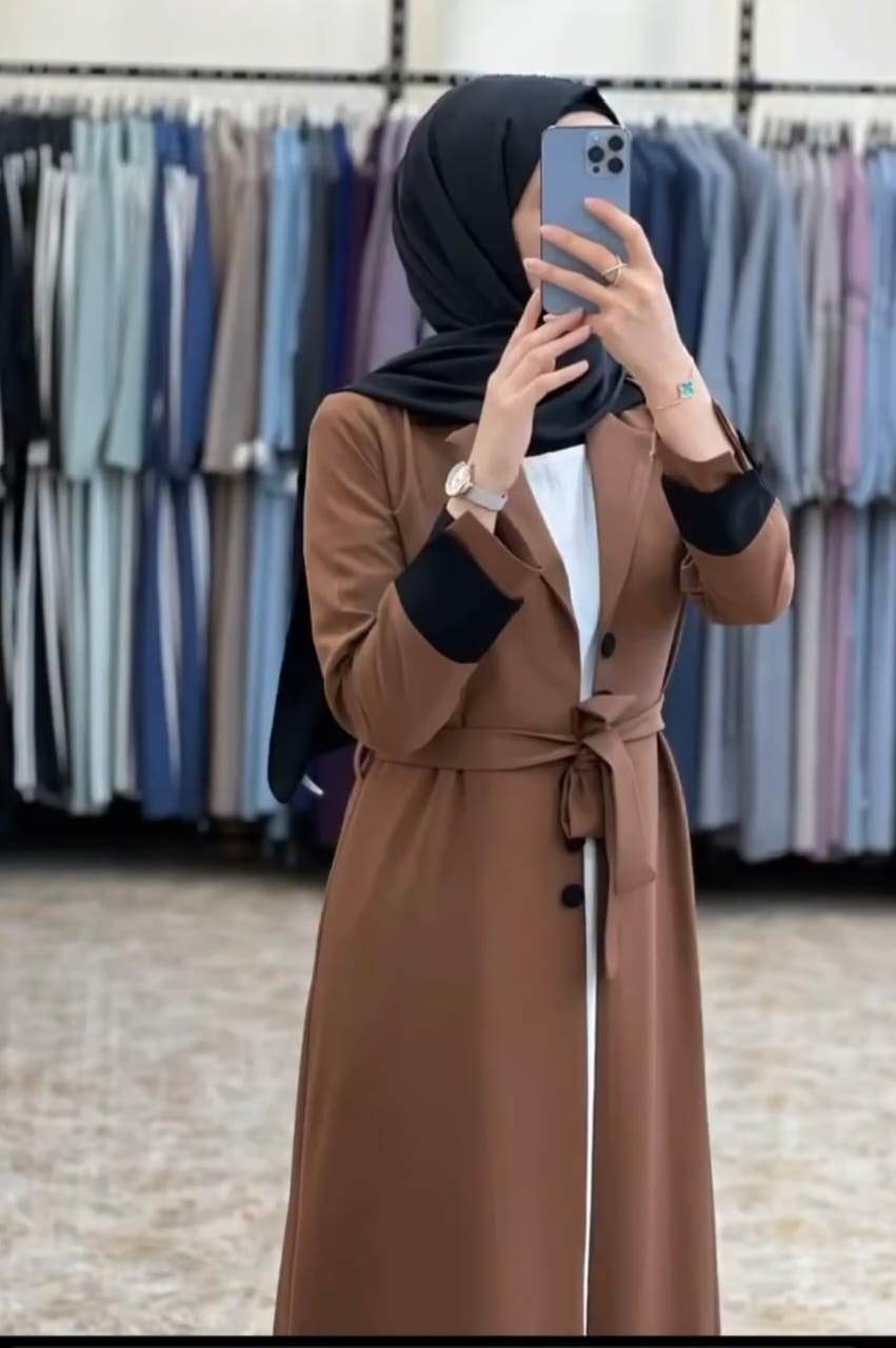 Premium Zafran Felix Luxury Abaya with Embroidery &amp; Stone Work | Matching Hijab &amp; Adjustable Inner | Modest Fashion Light Peach