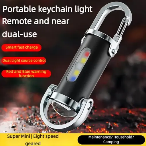 Modes High Power LED &amp; COB Keychain Flashlight – KD088 Portable Mini Tactical Work Light with Type-C Charging, Long-Lasting Battery &amp; Red-Blue Flash